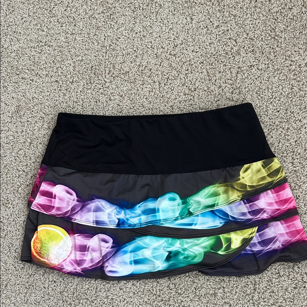 Lucky in Love Black and Multicolor tennis Skirt sz L